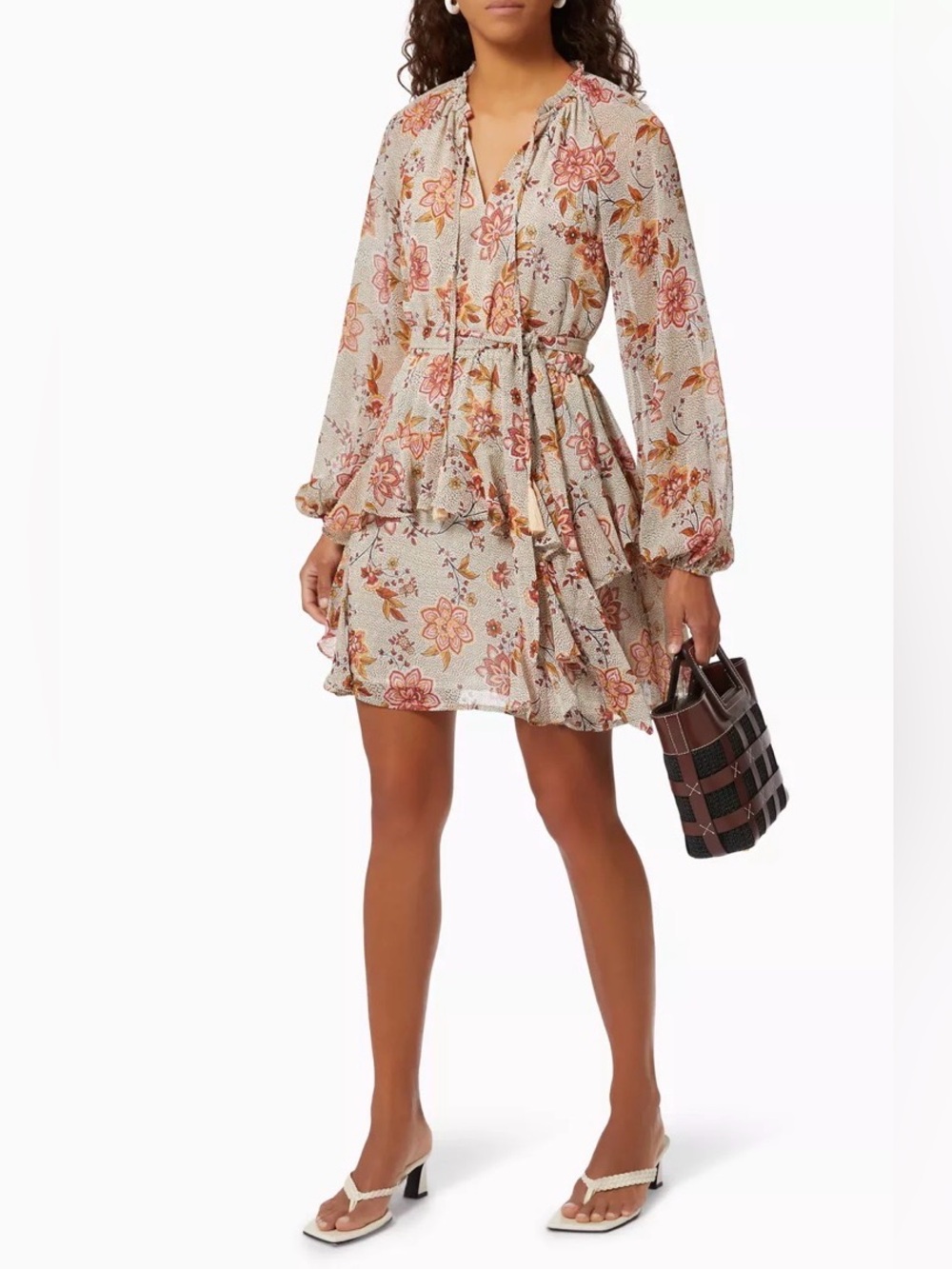 MINKPINK Alcha Ruffle Mini Dress with Belt Tie size medium - Picture 1 of 6